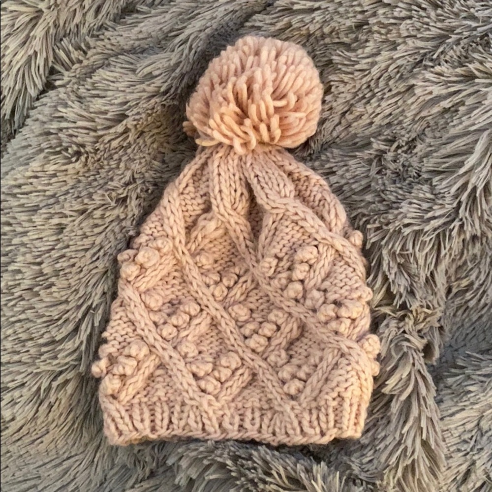 Pink knit beanie